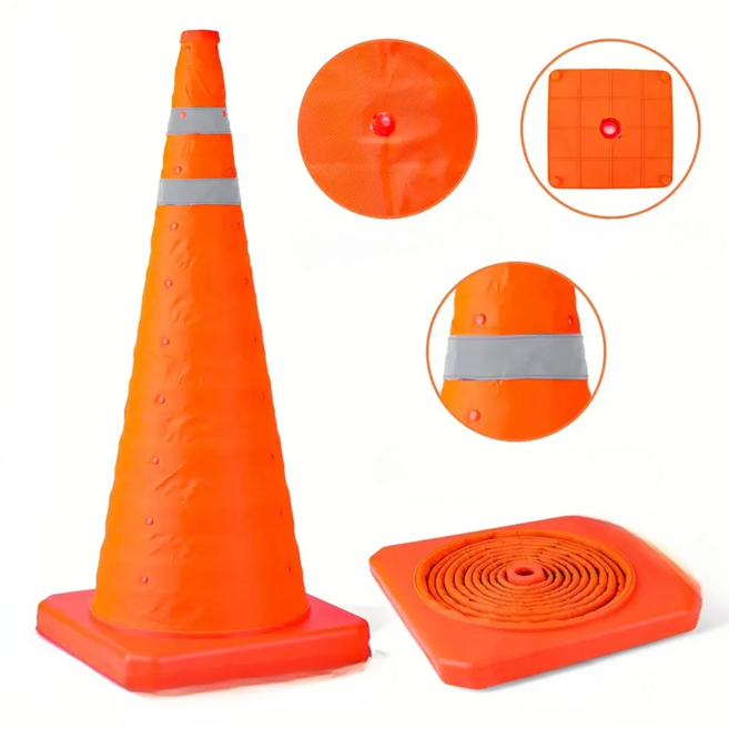 접이식 신축형 도로 안전 자동차 교통 비상 경고용 경량 안전 콘, 1개