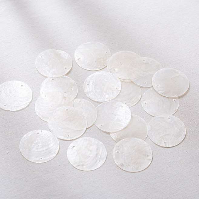 [데코봉봉] 둥근 자개 20P (4cm 화이트) 원형 조각 모빌 썬캐쳐 비즈 재료