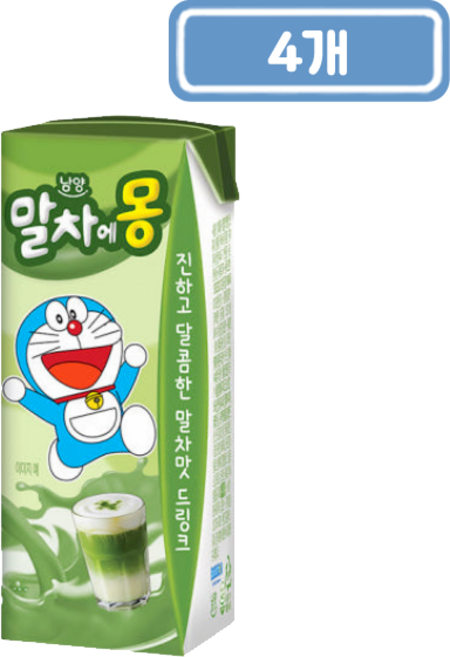 남양유업 말차에몽 우유, 190ml, 4개