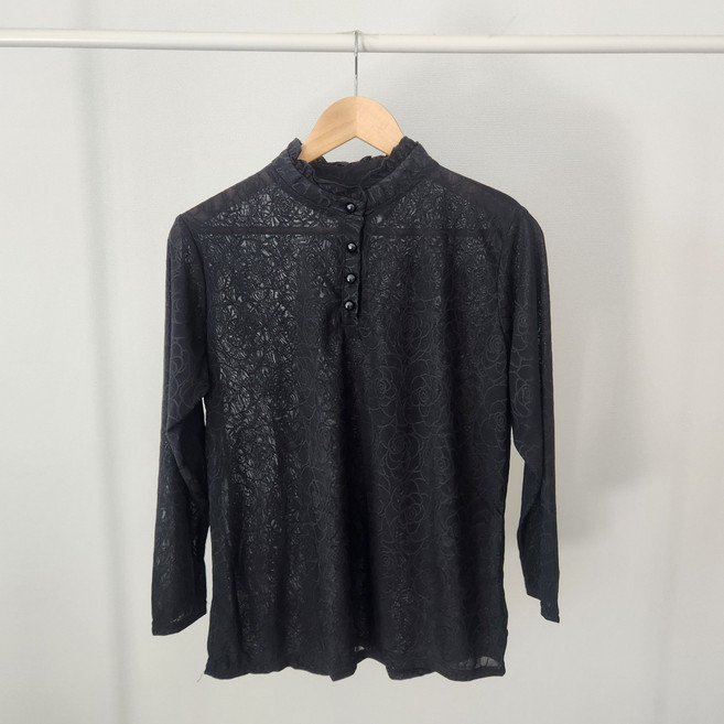 엄마옷 중년여성옷 중년여성블라우스 프릴블라우스 봄 가을 간절기 9부 핑크 레드 블랙