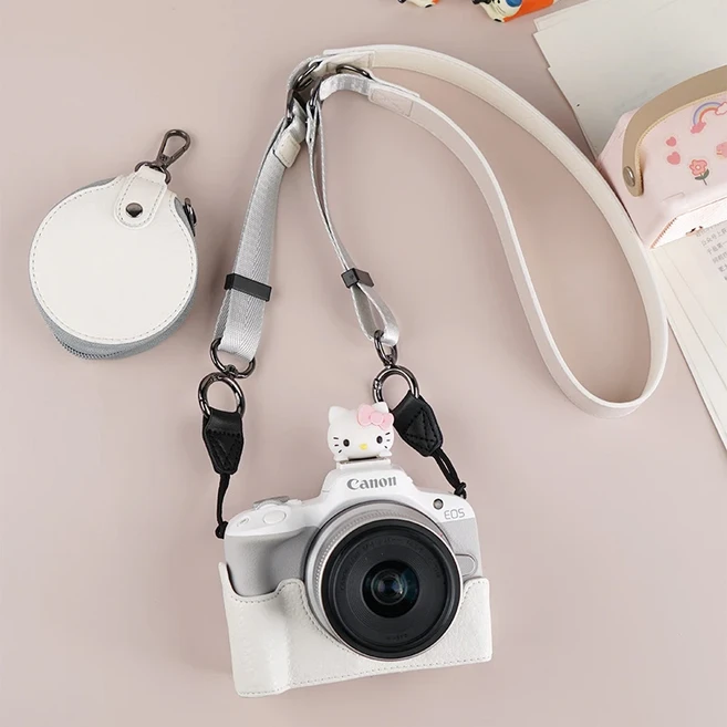 캐논 EOS R50 카메라 커버 보호대 파우치 하프 케이스 어깨 스트랩이 있는 가방 오픈 방지