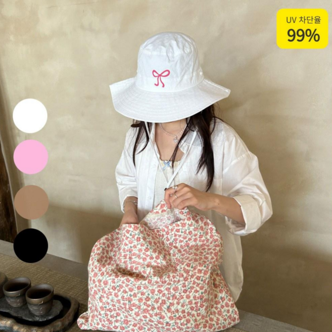 야트 리본 여성 벙거지 버킷햇 모자 (4컬러)