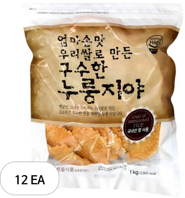 바른들식품 엄마손맛 우리쌀로 만든 구수한 누룽지야, 1kg, 12개