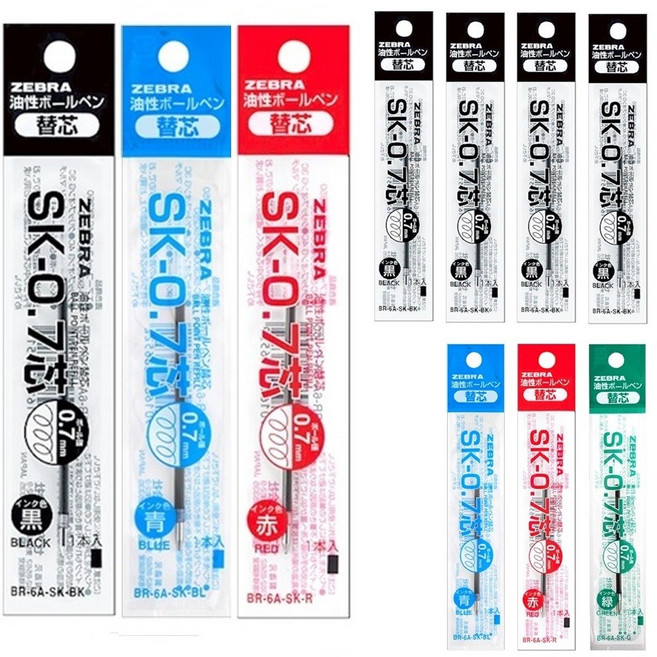 제브라 클립온 리필심 SK-0.7 10개 FOR 슬림 멀티 + 사은품(3M 653 100매 1개), SK 0.7 혼합 x 10개(흑5청2적2녹1)