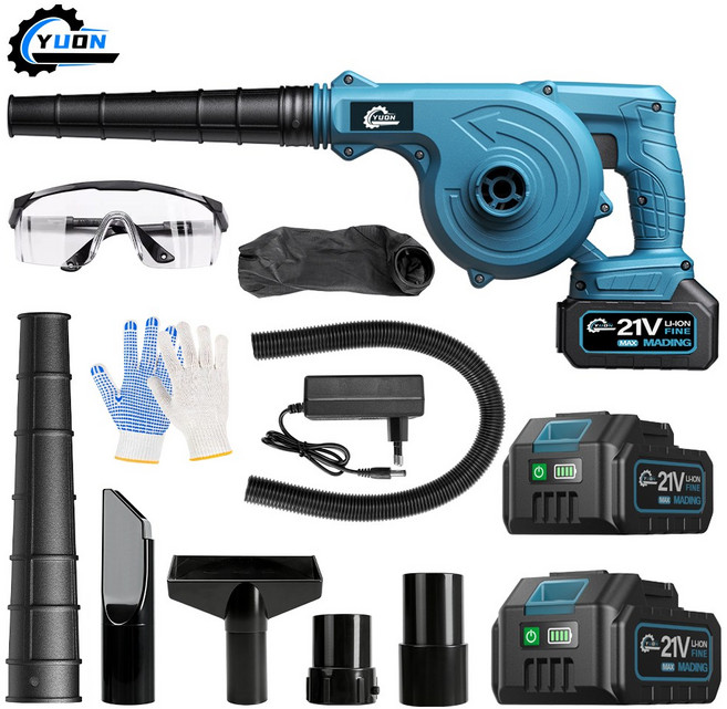 YUON 21V 무선 송풍기 충전 블로워 낙엽 제설 소형 세차, 1개
