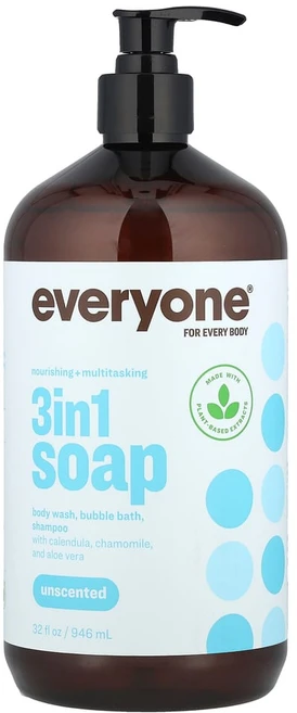 에브리원 3 In 1 솝 바디 워시 거품 목욕 샴푸 무향 946ml(32fl oz), 946ml, 1개 - 쿠팡