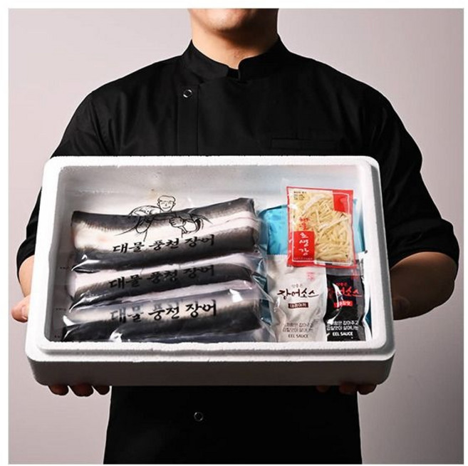 [우체국쇼핑][블랙라벨] 고창 풍천장어 선물세트 2호 (장어1kg) 고급부직포+장어 손질 후 550g+소스/생강1, 1개, 550g