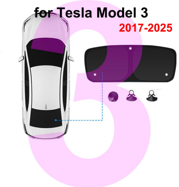 LED전구 Tesla Model Y Juniper 2025 Window Sun Shade 모델 3 X S 2024 2023 앞 유리 차양 어닝 캐노피 Anti-UV 전체 개인 정보, [02] M3 Rear Windshield