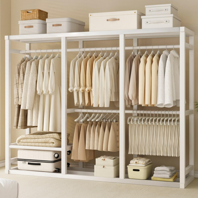 모던홈 대용량 철제 시스템 드레스룸 행거, 화이트