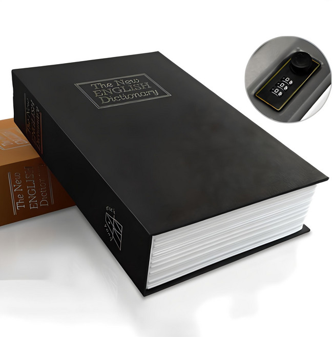 스토리빙 비밀 미니 책 휴대용 금고 중형, 블랙