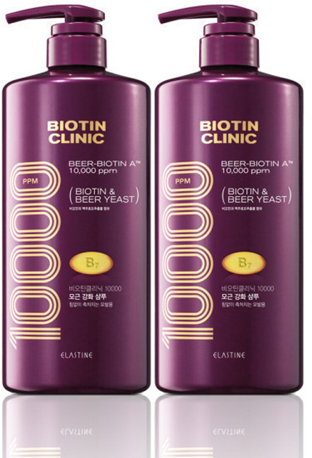 엘라스틴 비오틴클리닉 맥주효모 볼륨케어 샴푸, 2개, 1000L