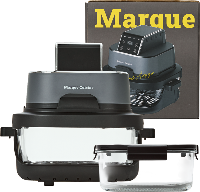 마르쿠진 글라스 에어프라이어 유리 에어프라이기 4L+1.5L 밀폐용기 세트, 세틴그레이