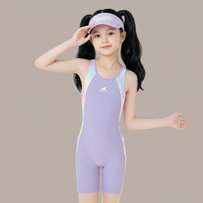 여아 주니어 5부 반전신 수영복 초등 실내 강습용
