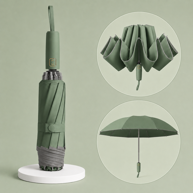 영블리스 튼튼한 거꾸로 자동 3단 우산 양산