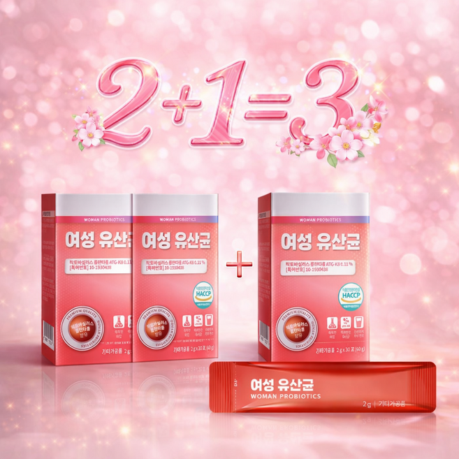 바른생활 여성 유산균 질 건강 프로바이오틱스 100억 장 건강 2+1, 단품, 2g, 1개