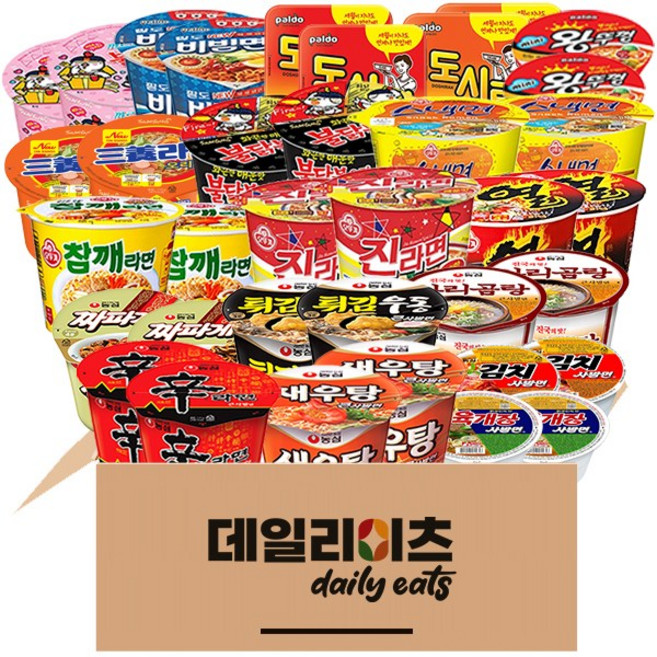 [데일리이츠] 농심 오뚜기 삼양 팔도 큰사발 컵라면 & 사발면 18종 총 36개입, 1개
