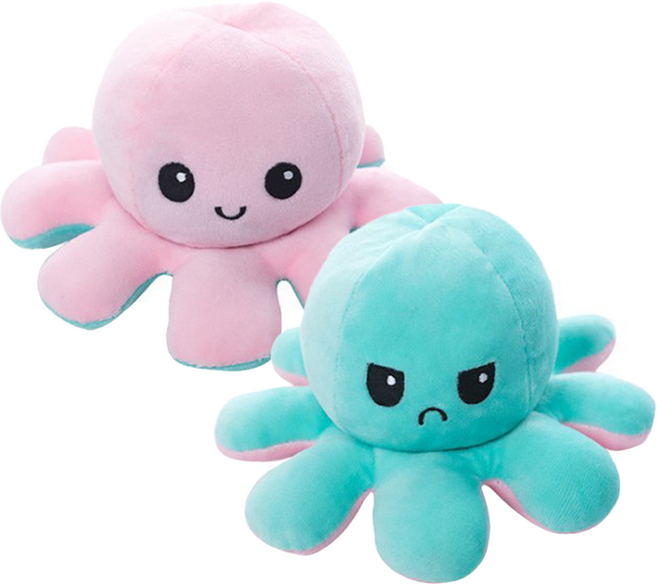 KC인증 양면 리버시블 반전 애착인형, 연핑크/민트, 문어인형, 1개, 20cm