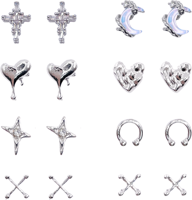 SEO/NAIL 2026 NEW 네일파츠 세트, 16개, 오로라문 8종 혼합(블루)