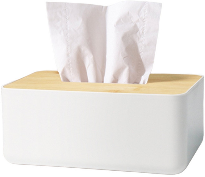 코멧 원목 티슈 케이스, 화이트, 1개
