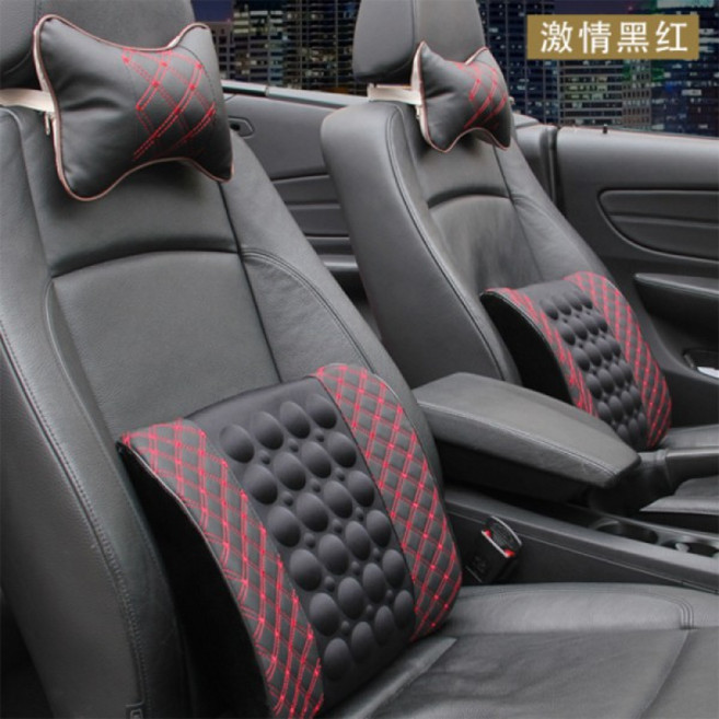 汽車電動按摩腰靠墊 顆粒護腰靠枕 車用腰部支撐, 1個, 顏色隨機出貨