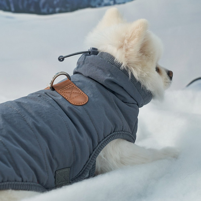 도그아이 강아지 넥워머 패딩, 그레이, 1개