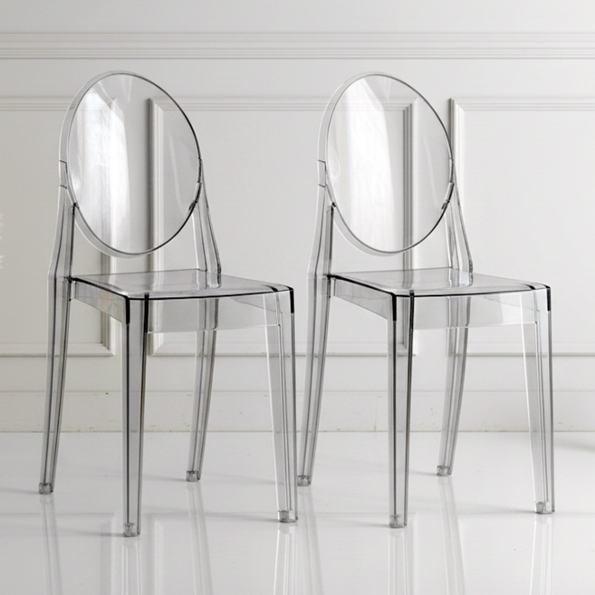피피포피 키토 투명의자 고스트 체어 아크릴 디자인 의자, 2개, 그레이
