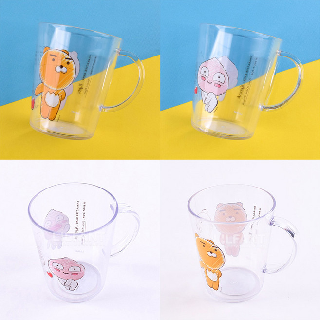 홈앤키즈 카카오프렌즈 투명 클리어 양치컵 ( 라이언 어피치 ) 유아 어린이 물컵, 투명 클리어 양치컵 라이언, 1개