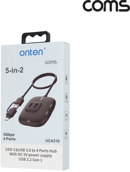 C타입멀티허브 4포트 무전원 USB허브 노트북확장분배기 USB여러개 커넥터 FW074LC