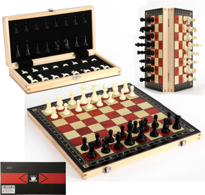 마이스터라인 프리미엄 원목 접이식 자석 체스, 1개, 대형