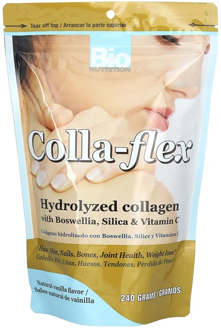 Bio Nutrition Colla-Flex 보스웰리아 실리카 및 비타민C 함유 하이드롤라이즈드콜라겐 천연 바닐라 맛 240g, BioNutritionCollaFlex보스웰리아실리카및, 1개 - 쿠팡