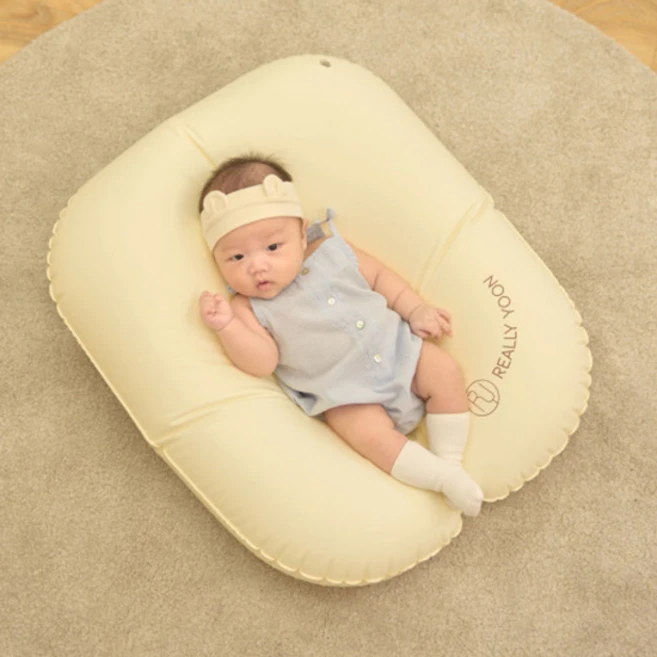 국내제작 휴대용 에어 역류방지쿠션 여행 외출용 아기쿠션 신생아 역방쿠 신생아침대 - 쿠팡