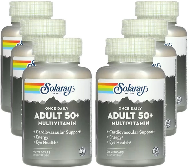 솔라레이 50세 이상 성인용 종합비타민 매일 1회 복용 베지 캡슐 90정, 6개 - 쿠팡
