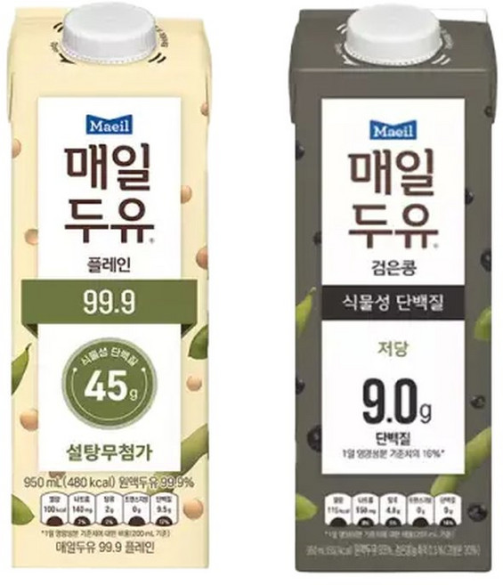 매일두유 99.9 950ml 6개+매일두유 검은콩 950ml 6개/12팩/무가당/고단백/단백질/무/배, 12개