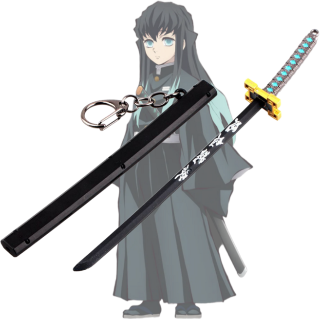 귀살대 일륜도 키링 피규어 굿즈 귀칼 칼 무기 열쇠고리, 1개, 안개 무이치로