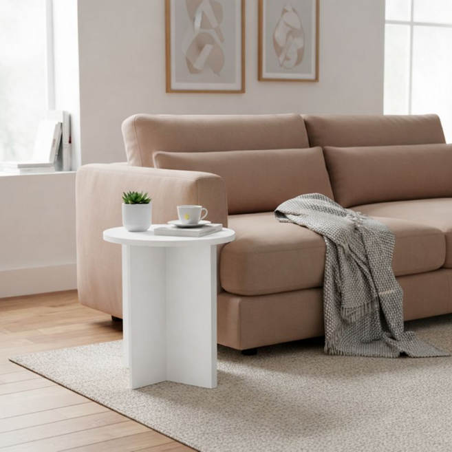 도르리 거실 사이드테이블 소파테이블 침대 협탁 원목 테이블, 화이트 S