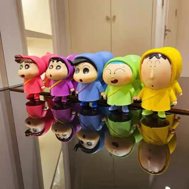 짱구 피규어 5종 세트 떡잎마을 방범대 우비 피규어 인형 장식품, 1개