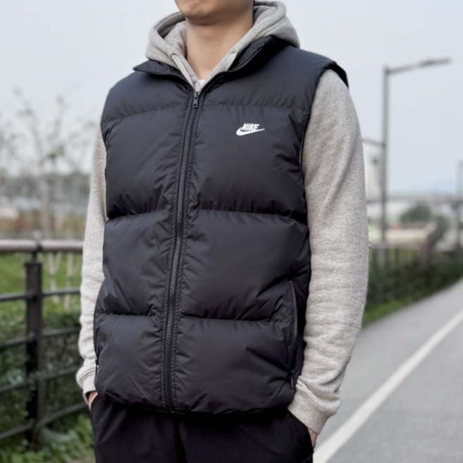 나이키 MVST 남성 패딩 조끼 베스트 루즈핏 패딩베스트 겨울 아우터 자켓 집업 덕다운 점퍼 의류케이스 세트