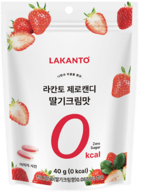 라칸토 캔디 달달한 제로 칼로리 0Kcal 딸기우유맛 NEW, 40g, 딸기크림, 2개