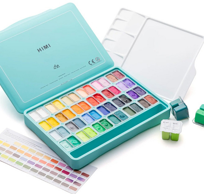 미야 히미 HIMI 젤리 과슈 수채화물감 세트 트윈컵 12g, 48색