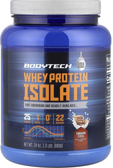 새해 건강을 선물하세요 BodyTech 분리유청단백질 시나몬 시리얼 680g(1.5lb) 특별관리진행, BodyTech분리유청단백질시나몬시리얼680g15lb - 쿠팡