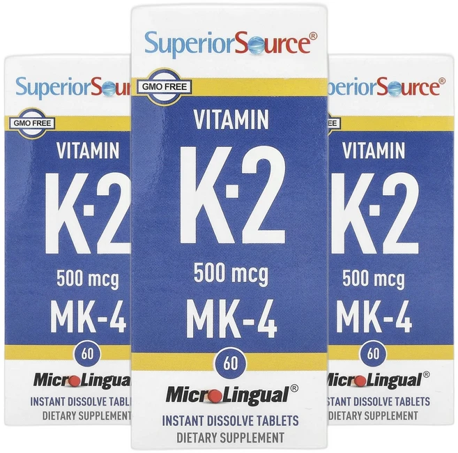 슈페리어소스 MicroLingual 비타민K K2 500mcg 용해 60정 2+1, 60회분, 3개 - 쿠팡