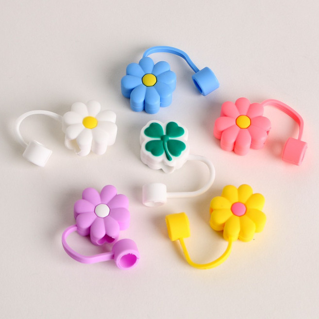 눈도라 텀블러 스탠리 호환 빨대 마개 41종 10mm 실리콘 스벅 커버 뚜껑 꾸미기, 1개, 꽃 퍼플