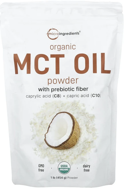 Micro Ingredients 유기농 MCT 오일 분말 프리바이오틱 섬유소 함유 454g(1lb), MicroIngredients유기농MCT오일분말프리바이, 454g, 1개 - 쿠팡