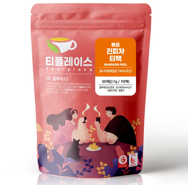 티플레이스 국산 100% 볶은 진피차 삼각티백 50티백 전통차 허브차 침출차, 1개, 50개입, 1g