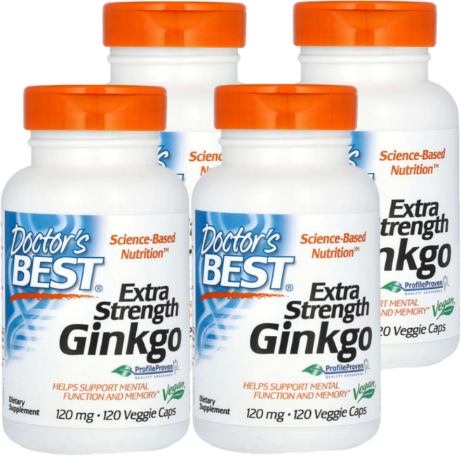 닥터스 베스트 엑스트라 스트렝스 징코 120 mg 120 베지캡슐 은행잎 추출물 뇌 영양제, 120정, 4개