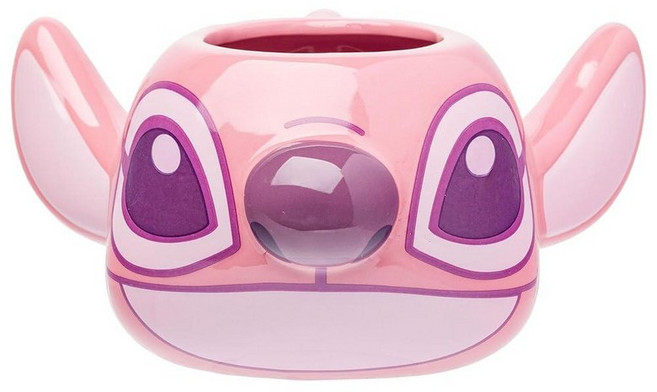 Silver Buffalo 곰돌이 푸 허니 허니 팟 세라믹 3D 스컵트 커피 머그 23 oz, 릴로와 스티치: 천사