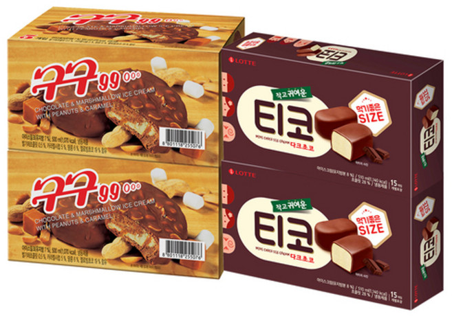 구구 500ml(5개입)X2개 + 티코다크초코 510ml(15개입)X2개, 1세트, 2.02L