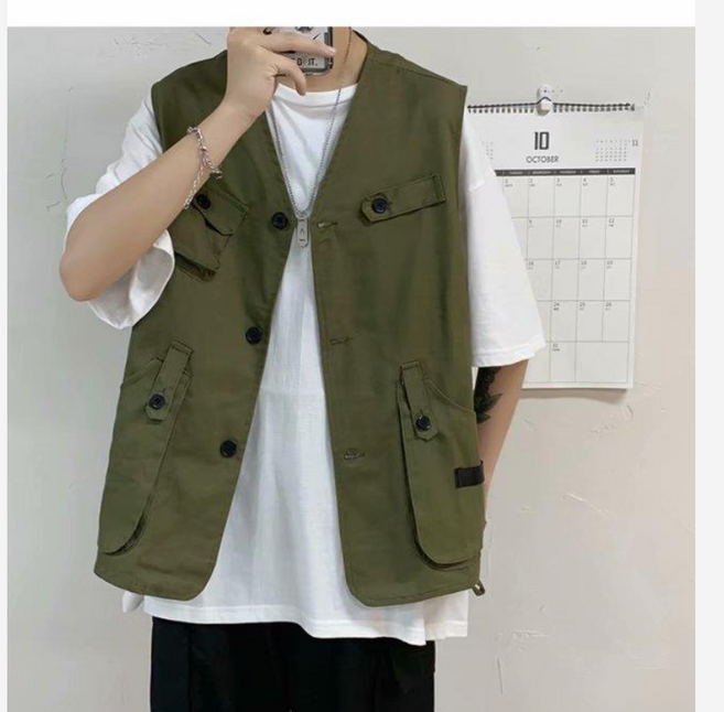 COSYEVNO 남성 여름 멀티포켓 조끼 와일드 캐주얼 아웃도어 CLXmj-01