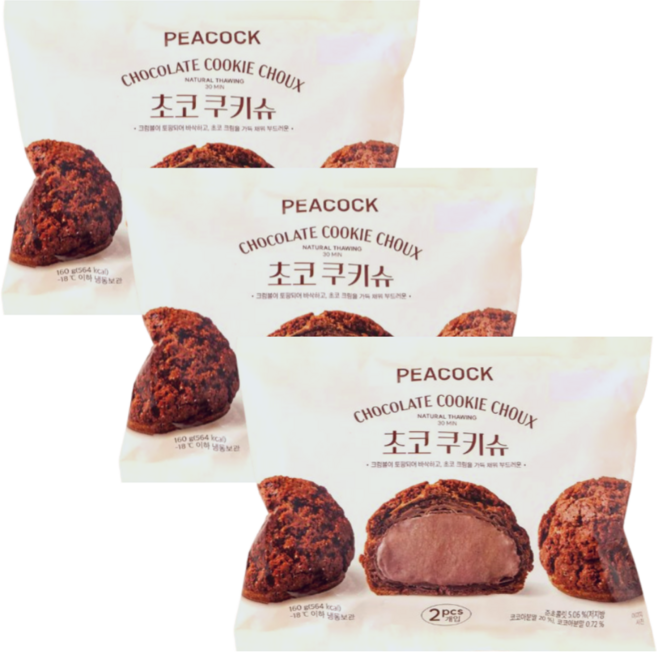 유로베이크 피코크 초코 쿠키슈 160g, 3개