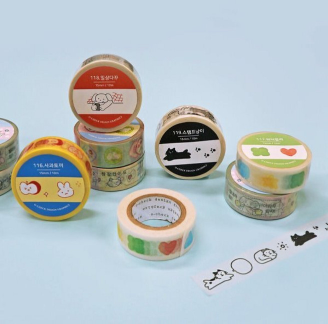 오첵 포근 드로잉 마스킹 테이프 6종 마테 다꾸 폴꾸, 118.일상다꾸
